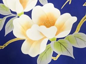 アンティーク　塩瀬手描き枝花模様名古屋帯